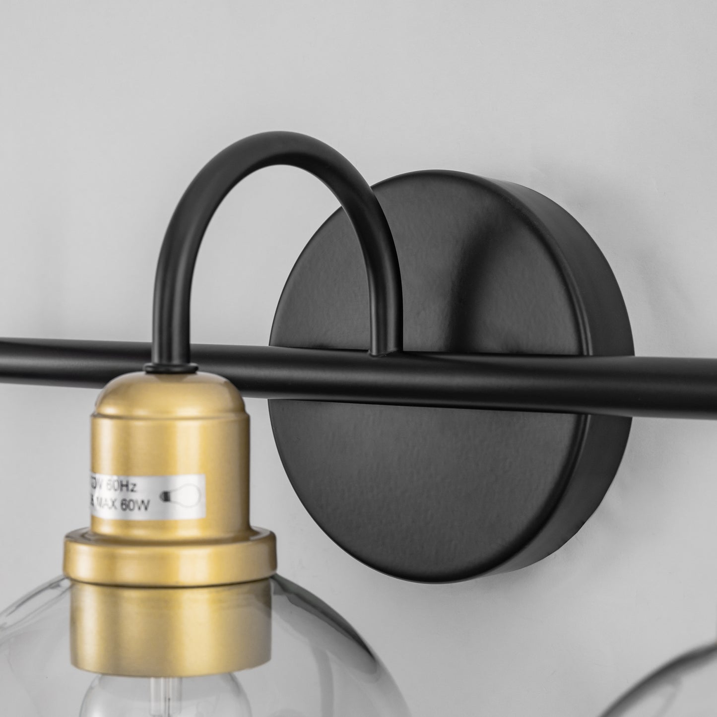 20 in. 3-Light Matte Black and Gold Industrial 3-Light Bathroom Vanity Light with Clear Glass Globe Shades Bathroom