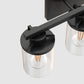 18 in. 3-Light Black Vanity Light with Clear Glass Shades for Budget Bathrooms
