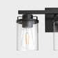 18 in. 3-Light Black Vanity Light with Clear Glass Shades for Budget Bathrooms