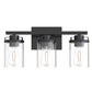 18 in. 3-Light Black Vanity Light with Clear Glass Shades for Budget Bathrooms