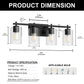 24 in. 4-Light Farmhouse Black Vanity Light with Clear Glass Shades for Budget Bathrooms