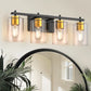24 in. 4-Light Black Gold Vanity Light with Clear Glass Shades for Bathrooms
