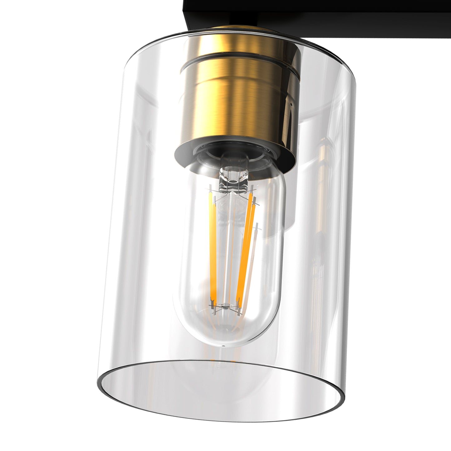 24 in. 4-Light Black Gold Vanity Light with Clear Glass Shades for Bathrooms