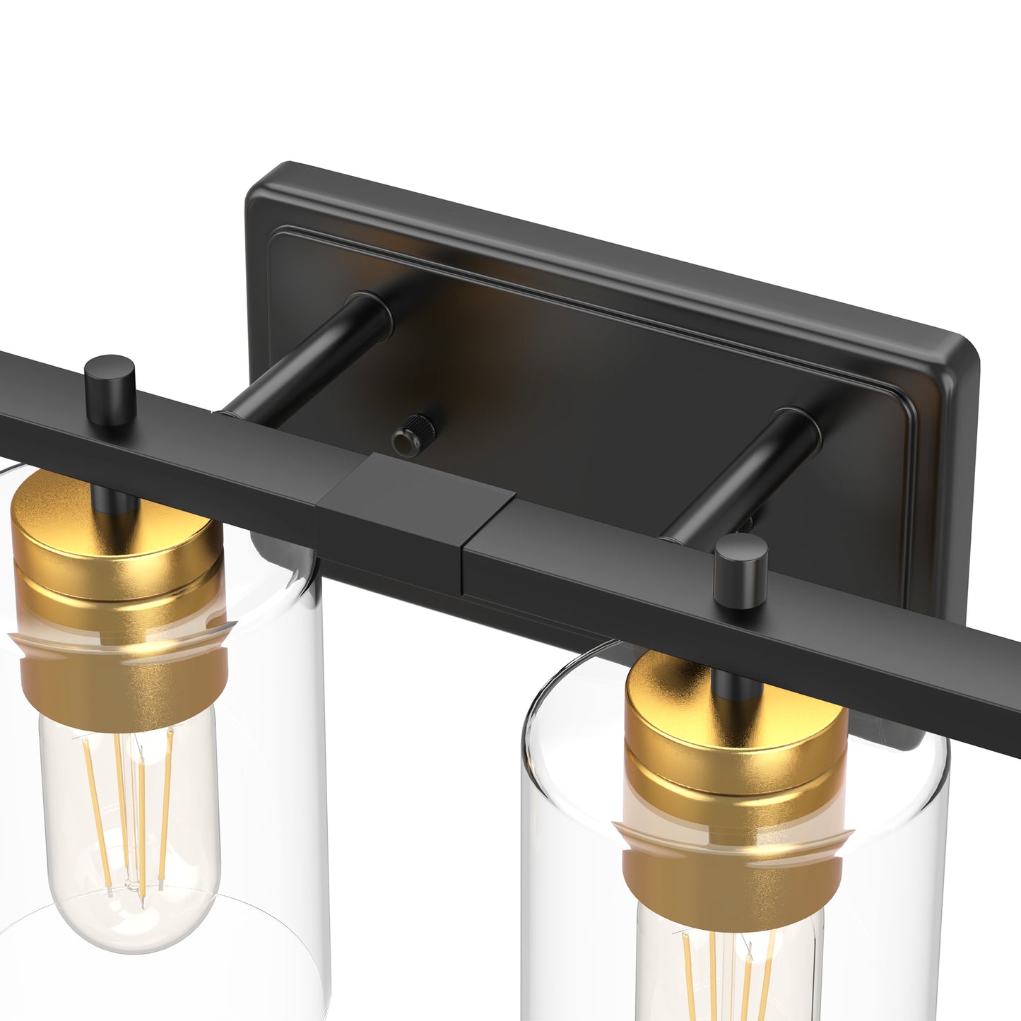 24 in. 4-Light Black Gold Vanity Light with Clear Glass Shades for Bathrooms