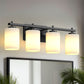 24 in. 4-Light Bathroom Vanity Light with Frosted Glass and Black Iron Frame