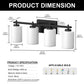 24 in. 4-Light Bathroom Vanity Light with Frosted Glass and Black Iron Frame