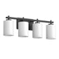24 in. 4-Light Bathroom Vanity Light with Frosted Glass and Black Iron Frame