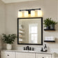 24 in. 4-Light Bathroom Vanity Light with Frosted Glass and Black Iron Frame