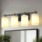 24 in. 4-Light Bathroom Vanity Light with White Glass and Black and Gold Iron Frame