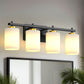 24 in. 4-Light Bathroom Vanity Light with White Glass and Black and Gold Iron Frame