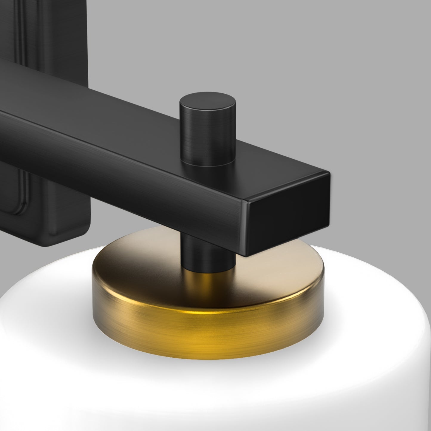 24 in. 4-Light Bathroom Vanity Light with White Glass and Black and Gold Iron Frame