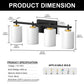 24 in. 4-Light Bathroom Vanity Light with White Glass and Black and Gold Iron Frame