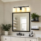 24 in. 4-Light Bathroom Vanity Light with White Glass and Black and Gold Iron Frame