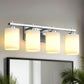24 in. 4-Light Bathroom Vanity Light with Frosted Glass and Nickel Iron Frame