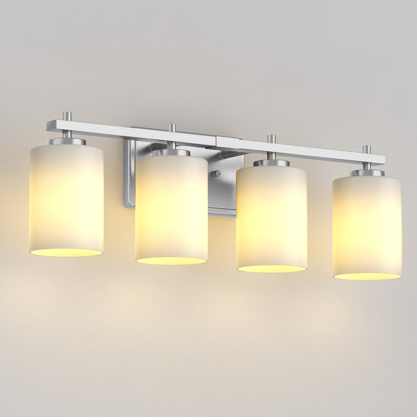 24 in. 4-Light Bathroom Vanity Light with Frosted Glass and Nickel Iron Frame