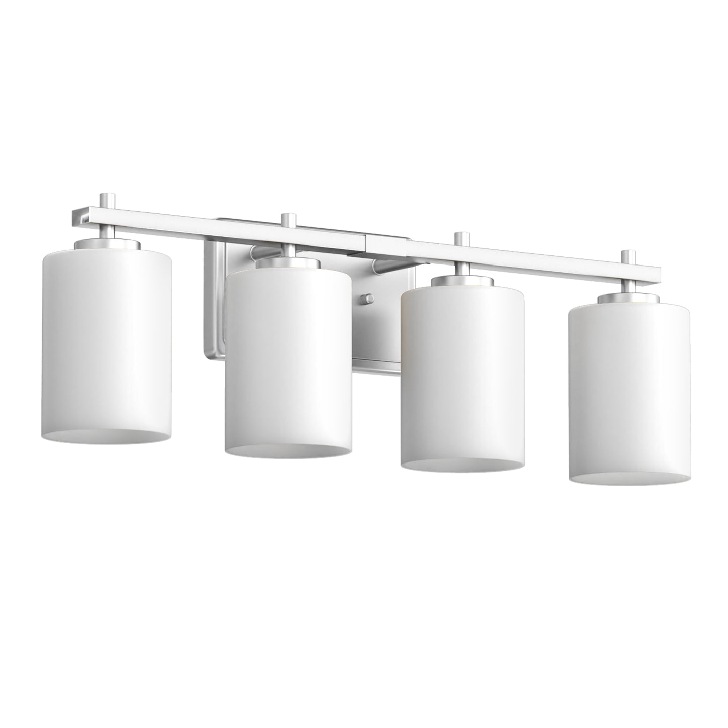 24 in. 4-Light Bathroom Vanity Light with Frosted Glass and Nickel Iron Frame