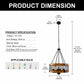 Black and Brown Farmhouse Chandelier for Dining Room, 4-Light Pendant Kitchen Island Lighting,for Entryway Foyer Bedroom