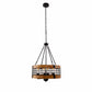 Black and Brown Farmhouse Chandelier for Dining Room, 4-Light Pendant Kitchen Island Lighting,for Entryway Foyer Bedroom