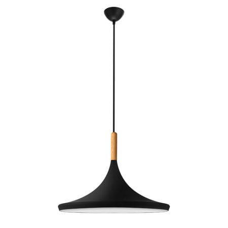 14.2inch Matte Black Pendant Light, Wide Ceiling Fixture, Industrial Style For Livingroom Bedroom-1 Light