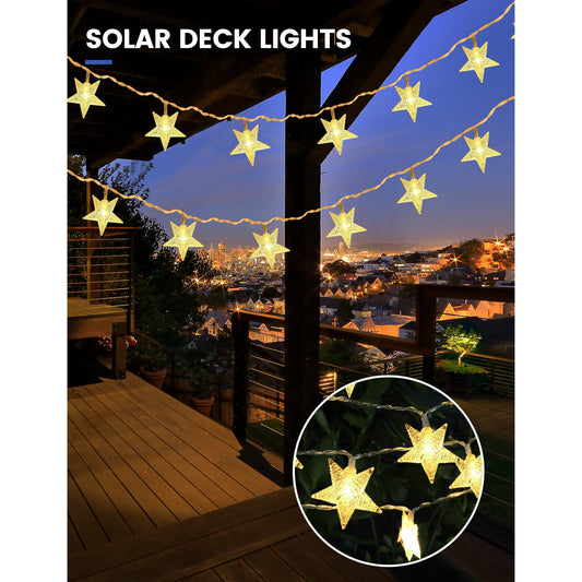 2 Pack Solar String Lights Outdoor, Solar Twinkle Star LED Curtain String Light Christmas Decor, Garden Yard Porch Wedding Party Decor, Warm White