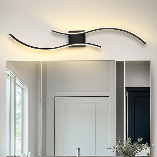 YANSUN 40 in. 2-Light Modern Black Wall Sconce Over Mirror, Dimmable LED Bathroom Vanity Light for Living Room