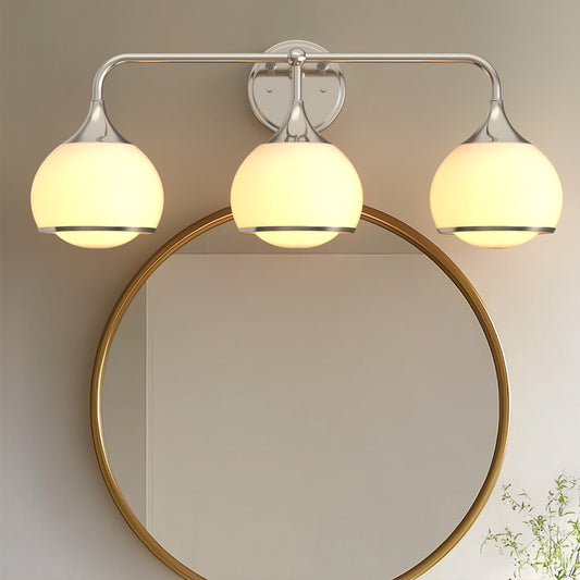 YANSUN 27 in. Modern 3-Light Brushed Nickel Vanity Light with Soft White Glass for Bathroom