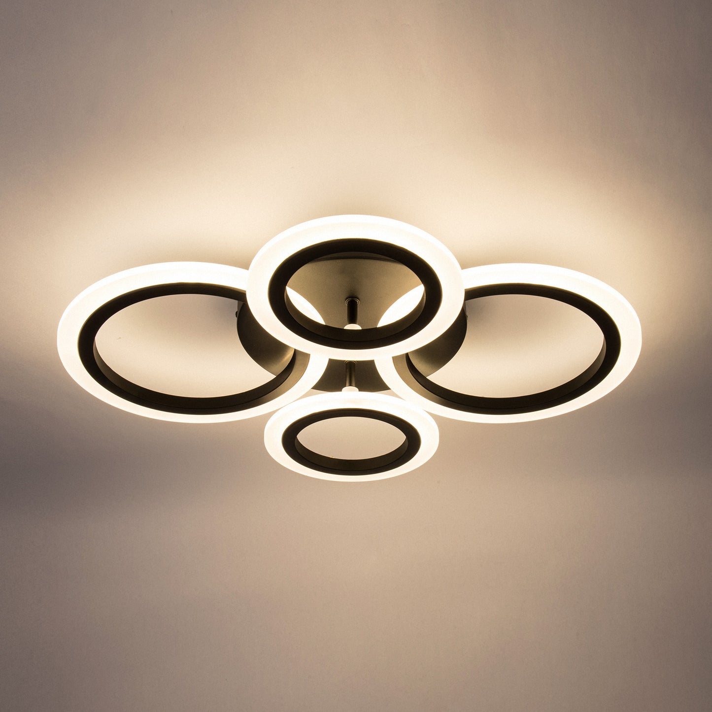YANSUN 21.7 In. Modern Black LED Flush Mount Ceiling Light with Neutral White Light for Dining Room Bedroom Living Room