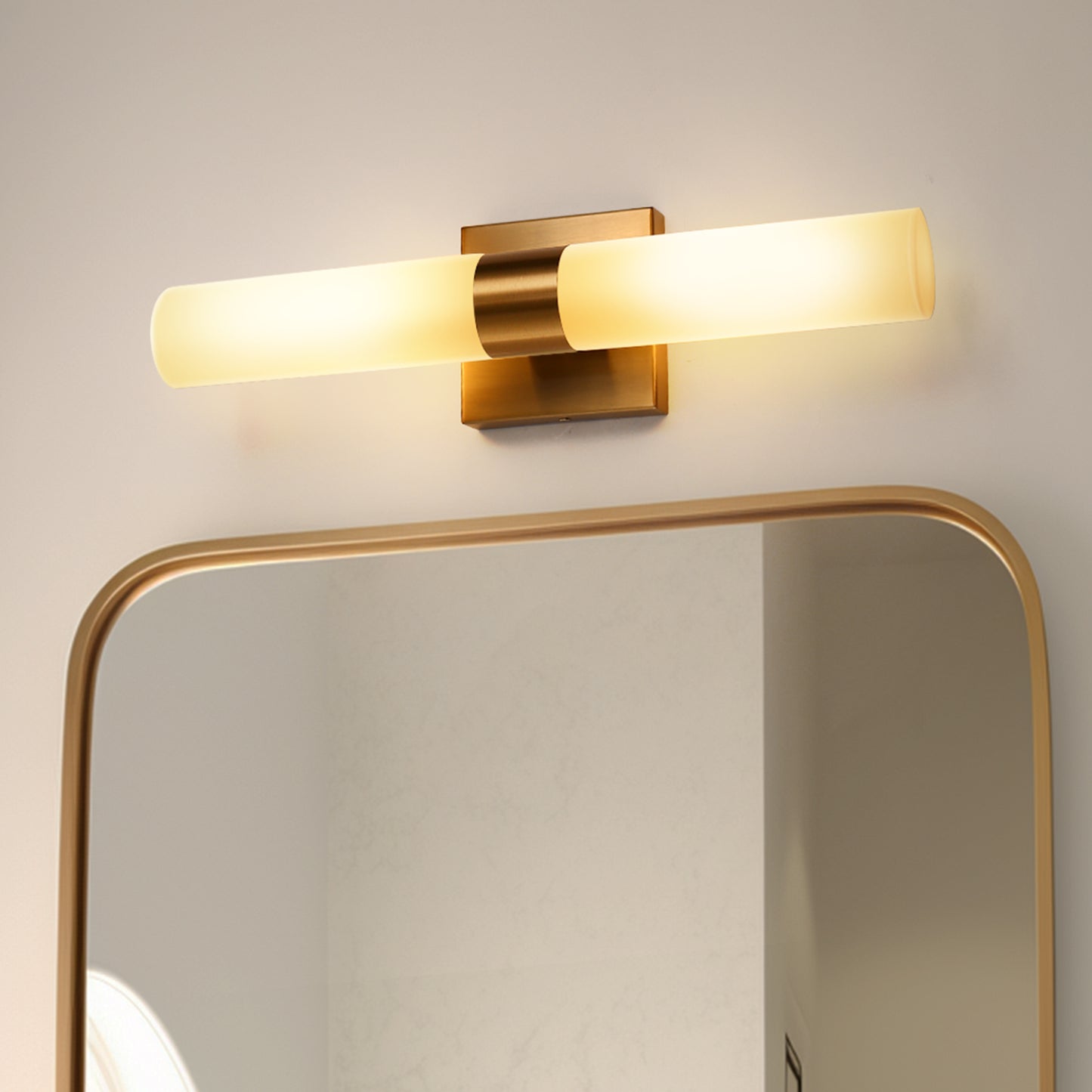 YANSUN 18 in. 2-Light Modern Gold Double Tube Wall Sconce, Sleek Up and Down Light Fixture for Bathroom, Bedroom, or Hallway