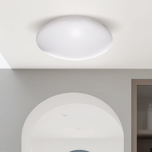 YANSUN 13 in. ETL White 5CCT Dimmable 15/18/21-Watt Integrated LED Flush Mount Ceiling Light with White Shade