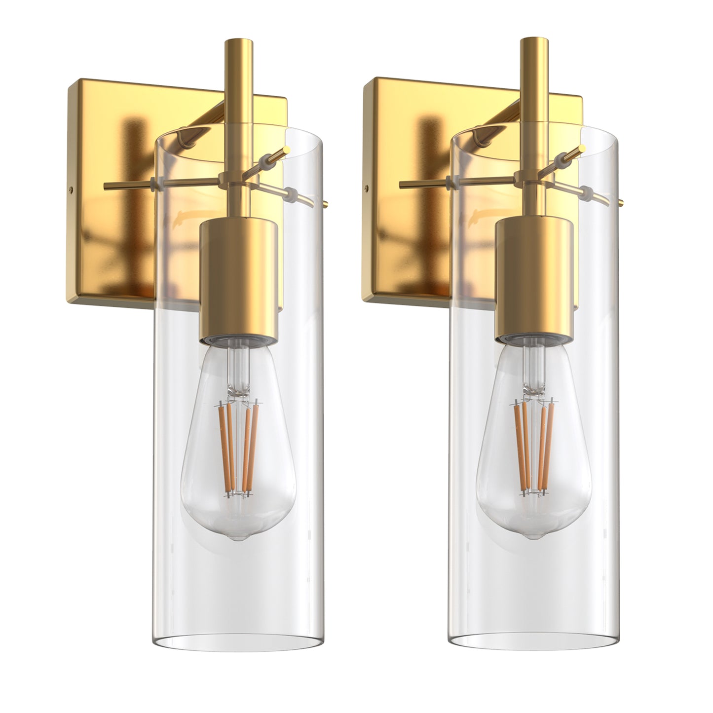 YANSUN 5 in. Gold Wall Sconce Modern Glass Shade Wall Light Fixture for Bathroom, Bedroom, Kitchen and Hallway (2-Pack)