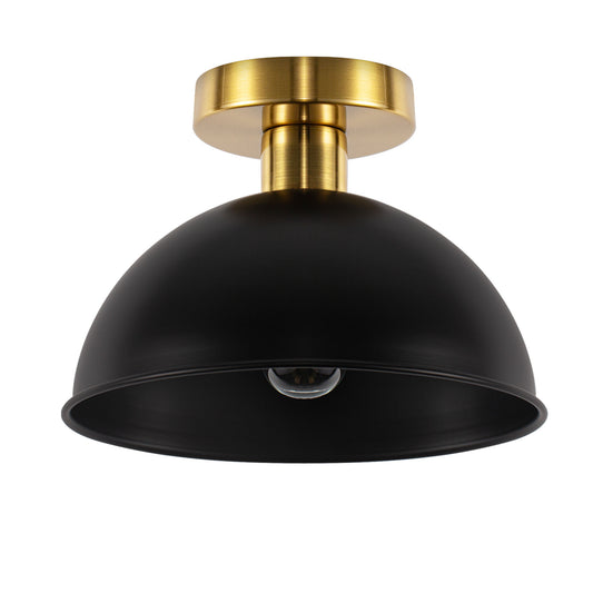 YANSUN 10 in. 1-Light Matte Black and Gold Semi-Flush Mount for Foyer, Kitchen, E26 Base, No Bulbs Included (2-Pack)