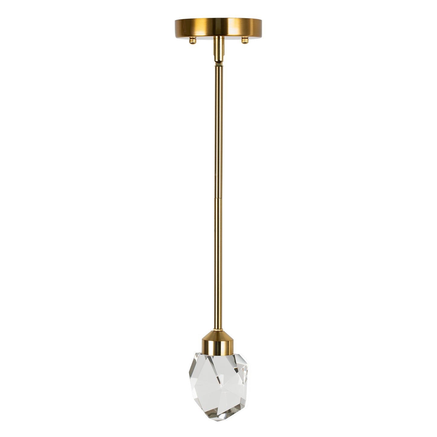 YANSUN 1-Light Gold Crystal Integrated LED Pendant Light Modern Mininalist Metal Ceiling Hanging Lightfor Livingroom Bedroom