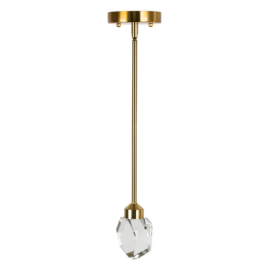 YANSUN 1-Light Gold Crystal Integrated LED Pendant Light Modern Mininalist Metal Ceiling Hanging Lightfor Livingroom Bedroom