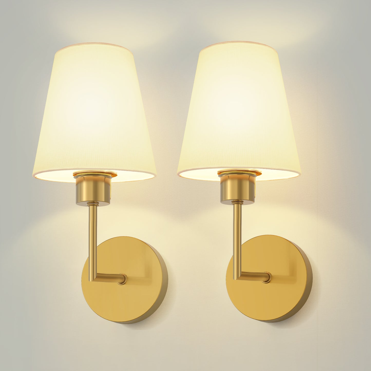 YANSUN 6 in. 1-Light Gold Rechargeable Wall Sconce, 9-Colors Indoor Wireless Wall Light Bedroom Living Room Hallway (2-Pack)