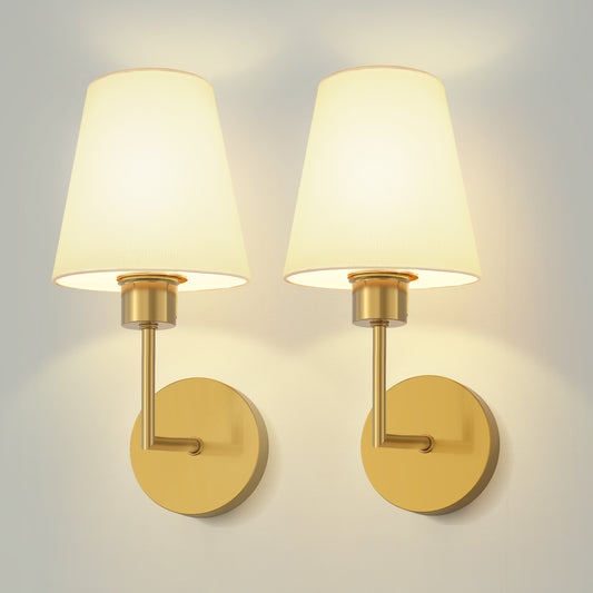 YANSUN 6 in. 1-Light Gold Rechargeable Wall Sconce, 9-Colors Indoor Wireless Wall Light Bedroom Living Room Hallway (2-Pack)