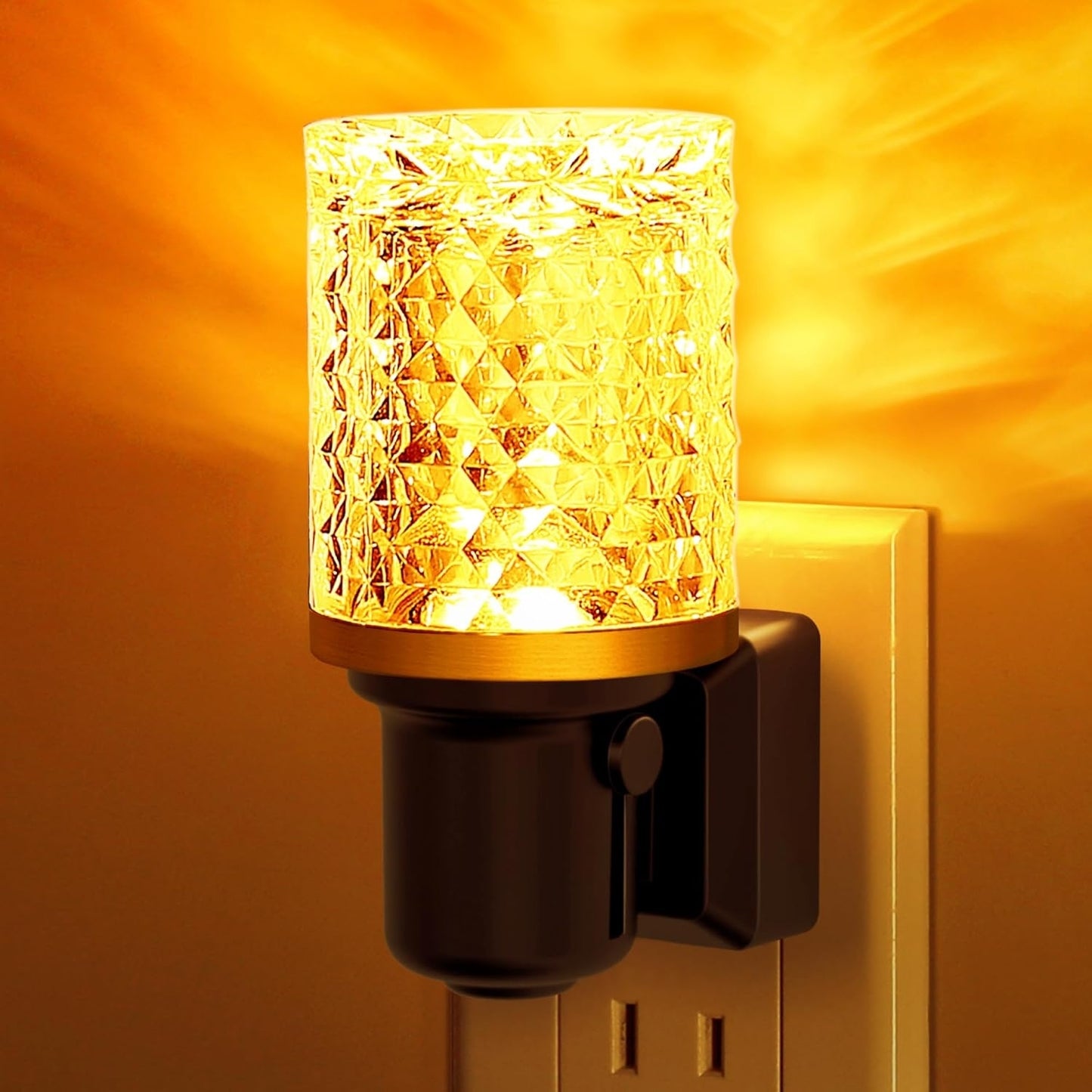 YANSUN 1-Watt Integrated LED Plug-In Night Light, Amber 2000K, Crystal Column, Slide Adjustable, Light Sensor, 1-Pack