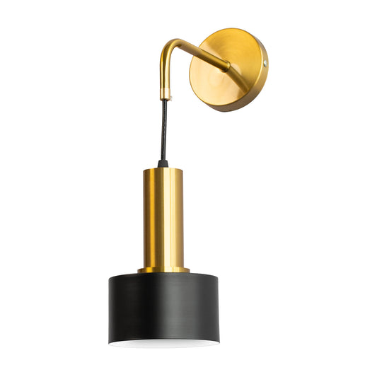 YANSUN 5 in. 1-Light Metal Black and Gold Wall Sconce Lighting, Modern Wall Light Fixture for Bedroom Bedside