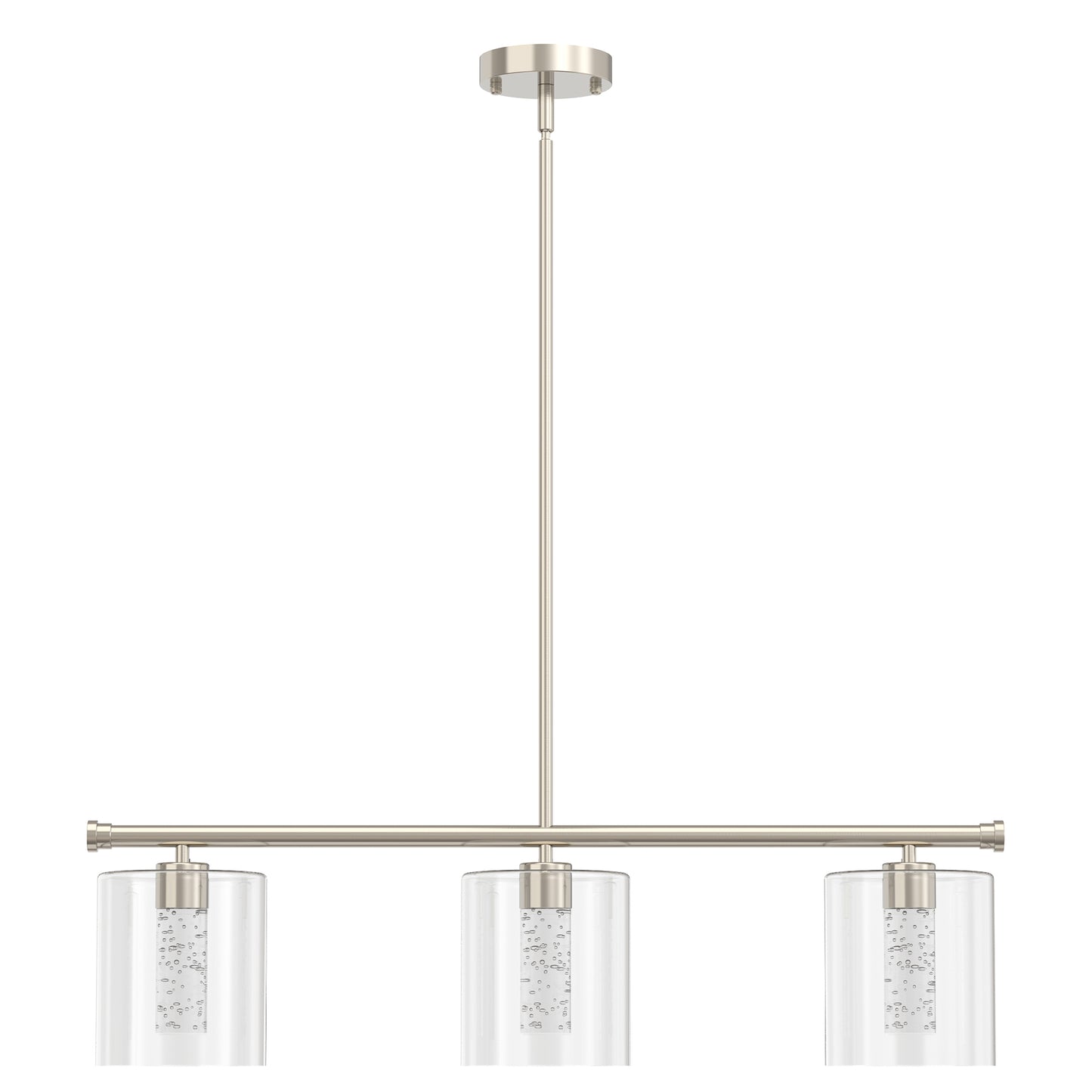 YANSUN 3-Light Brushed Nickel Modern Kitchen Island Integrated LED Pendant Light fixtures, Linear Chandelier with Clear Glass