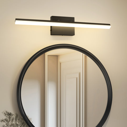 YANSUN 24-Watt 1-Light 24 in. Wall Sconce Vanity Light in Black, Integrated LED Bathroom Wall Light Bar, Light for Mirror