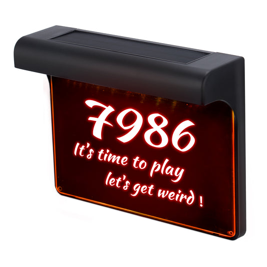 YANSUN Solar Outdoor House Numbers, Solar Address Sign DIY LED Lighted House Number Plaque, RGB Color Changing for Yard, Mailbox, Bar, Coffee Shop, Restaurant, Gift