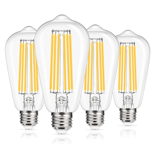 YANSUN Vintage LED Edison Bulb, 100W Equivalent, 10W ST64 Antique Filament Light Bulb, Warm White 2700K, E26 Base Squirrel-Cage Antique Lamp for Pendant, 4 Pack