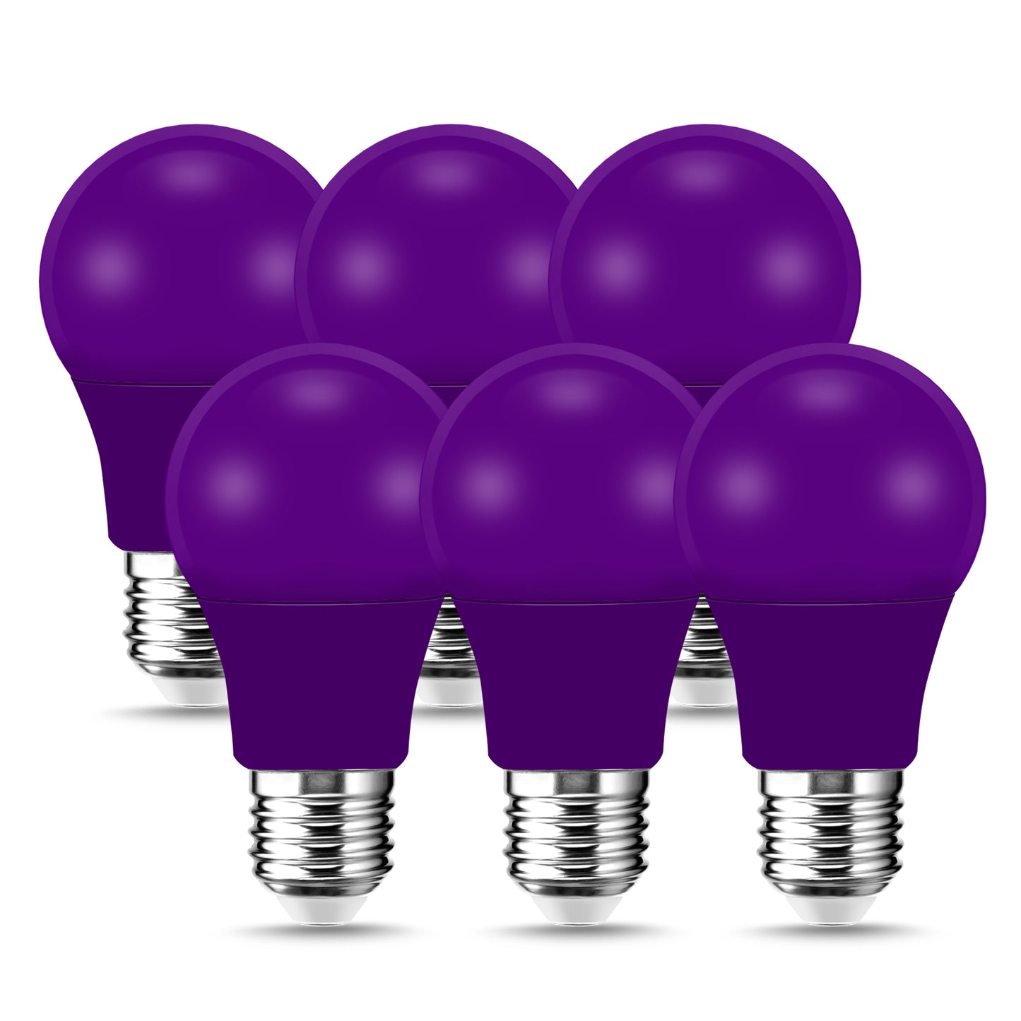 YANSUN Purple LED Light Bulbs, A19, 9W(60W Equivalent), 720LM, E26 Base, Colored Light Bulbs for Party, Events, Pack of 12