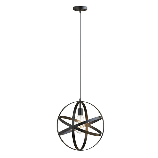 YANSUN 12.01?¡À H Matte Black Finish Global Pendant Light, Vintage Hanging Light Fixture for Home Kitchen Dining Room Corridor Living Room and Restaurant