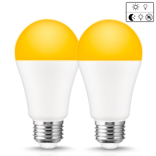 Yellow LED Light Bulb, 2 Pack 12W (100W Equivalent) 500lm, E26 Medium Base Flood Light Bulb for Outdoor, Indoor, Porch, Patio, Yards, Home