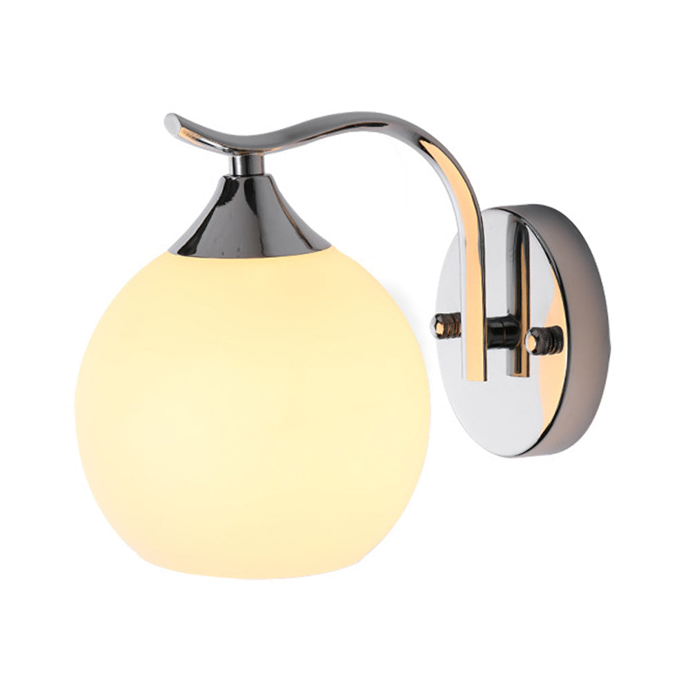 YANSUN 7.87 in. 1-Light Chrome Metal Dimmable Wall Sconce with White Shade,Perfect for Bathroom Mirror