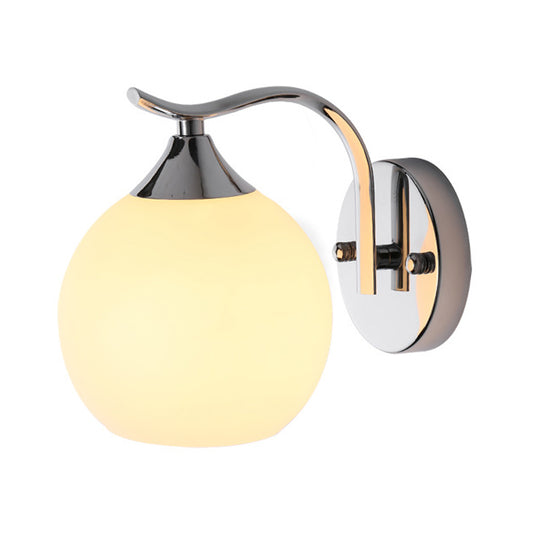 YANSUN 7.87 in. 1-Light Chrome Metal Dimmable Wall Sconce with White Shade,Perfect for Bathroom Mirror