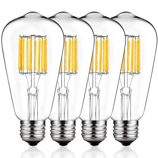 YANSUN Vintage LED Edison Bulb, 100W Equivalent, 10W ST64 Antique Filament Light Bulb, Warm White 2700K, E26 Base Squirrel-Cage Antique Lamp for Pendant, 4 Pack