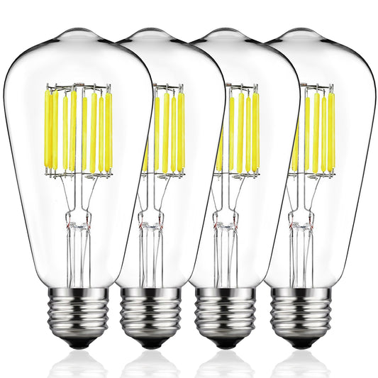 YANSUN LED Edison Vintage Style Filament Light Bulb, 100W Equivalent, 1000Lumen 4000K Neutral White, E26 Medium Base, 4 Pack