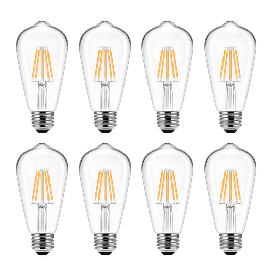 ST58 Vintage LED Edison Light Bulbs 60W Equivalent , 6W LED Filament Bulbs Warm White 2700K 600lm E26 Base Lamp for for Pendant Chandeliers Decorative Fixtures,8-Pack