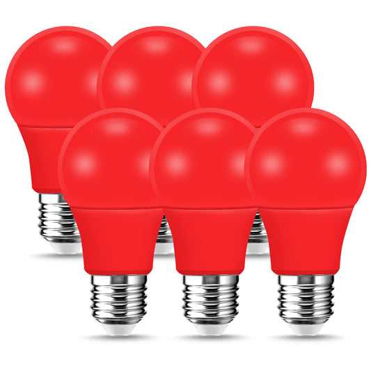 YANSUN LED Red Light Bulbs, 60W Equivalent - 9Watts, E26 Base, A19, 720LM, Ideal for Holiday Decoration, Party, Pack of 6